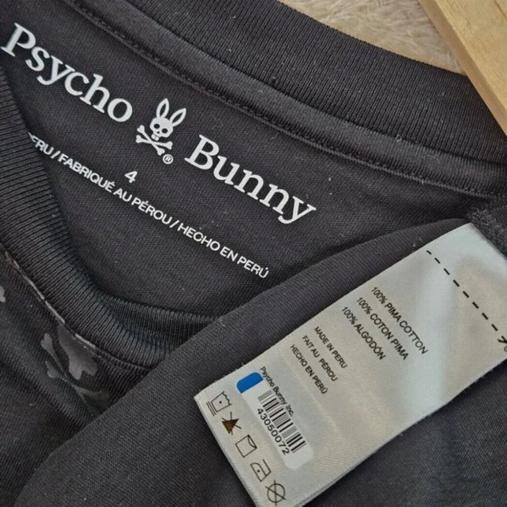 Psycho Bunny Shirt 100% Pima Cotton Long Sleeve Big Logo Graphic Print Mens Sz 4 - Picture 8 of 10